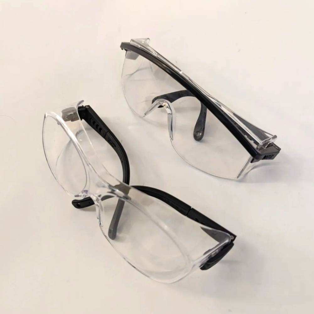 2 pcs Clear Lens Safety Goggles Glass Work Lab Protective Chemical Over Glasses